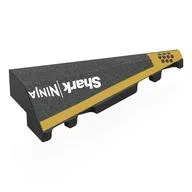 Brick Wedged, Sloped 2 x 5 Right with Gold Stripe, White 'Shark NINJA' Print, Black