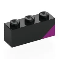Brick 1 x 3 with Magenta Triangle Print, Black