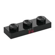 Plate 1 x 3 with 'GT' 'R' Print, Black