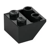 Brick Sloped Inverted 45° 2 x 2 [Ovoid Bottom Pin, Bar-sized Stud Holes], Black