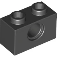 Technic Brick 1 x 2 [1 Pin Hole], Black