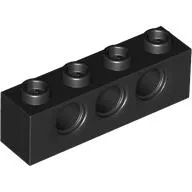 Technic Brick 1 x 4 [3 Pin Holes], Black