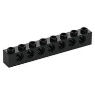 Technic Brick 1 x 8 [7 Pin Holes], Black