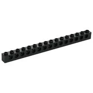 Technic Brick 1 x 16 [15 Pin Holes], Black