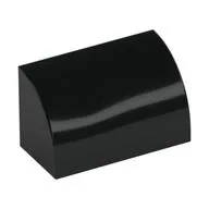 Brick Curved 1 x 2 x 1 No Studs, Black