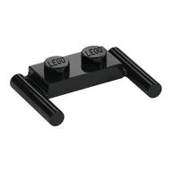 Plate Special 1 x 2 with Handles [Flat Ends / Low Attachment], Black