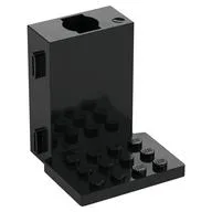 Brick Special 6 x 6 x 5 with Gear Hole, 3 x 4 Plate [Plain], Black