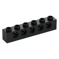 Technic Brick 1 x 6 [5 Pin Holes], Black