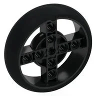 Wheel 57 x 14 with 4 Spokes with 2 Holes and Black Integral Tire, Black