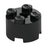 Brick Round 2 x 2 with Axle Hole, Black