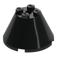 Cone 4 x 4 x 2, Axle Hole [Plain], Black