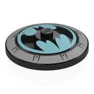 Dish 4 x 4 Inverted [Radar] with Silver Hub Cap, Batman Symbol on Medium Azure Background Print, Black