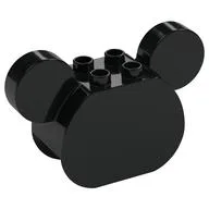 Duplo Brick 2 x 4 x 2 Rounded Ends and Mouse Ears [Plain], Black