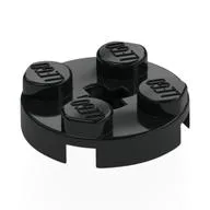 Plate Round 2 x 2 with Axle Hole Type 1 (+ Opening), Black
