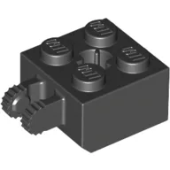 Hinge Brick 2 x 2 Locking with 2 Fingers Vertical and Axle Hole, 9 Teeth, Black