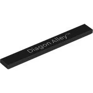 Tile 1 x 8 with White 'Diagon Alley' Print, Black