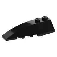 Brick Wedged, Curved 6 x 2 Left, Inner Ridges, Black