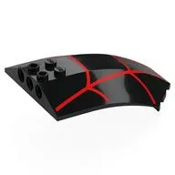 Windscreen 8 x 6 x 2 Curved with Red Webbing Print, Black