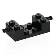 Brick Special 2 x 4 with Wheels Holder, Cross Slit with 2 x 2 Recessed and Hole, Black