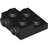 Plate Special 2 x 2 x 2/3 with Two Studs On Side and Two Raised [Half Hollow Anti-stud] - Updated Version, Black