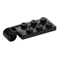 Hinge Plate 2 x 4 with Pin Hole with 2 Holes - Top, Black