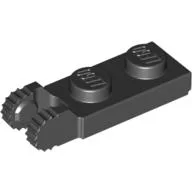 Hinge Plate 1 x 2 Locking with 2 Fingers On End, with Groove, 9 Teeth, Black