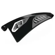 Technic Panel Curved 5 x 13 x 3 Tapered, Right #55 with Silver and Dark Bluish Gray Headlights, Air Vents Print, Black
