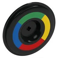 Wheel Cover for Wheel 34 x 56 with Green/Yellow/Red/Blue Circle Print, Black