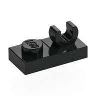 Plate Special 1 x 2, Top Clip [Open O], Black