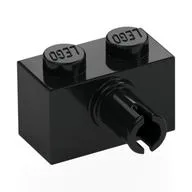 Brick Special 1 x 2 with Pin - Bottom Stud Holder, Black