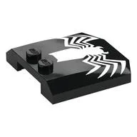 Brick Wedged, Curved Triple 4 x 4 x 2/3, 2 Studs with White Spider Print, Black