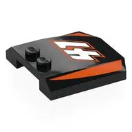 Brick Wedged, Curved Triple 4 x 4 x 2/3, 2 Studs with White '41', Orange Border Print, Black