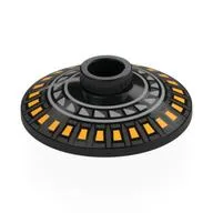 Dish 2 x 2 Inverted [Radar] with Turbine, Orange/Silver Stripes Print, Black