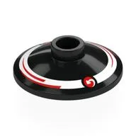Dish 2 x 2 Inverted [Radar] with White Circle, Arrow, Red Strips, Dots Print, Black