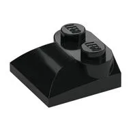 Brick Curved 2 x 2 x 2/3 Two Studs and Curved Slope End, Black