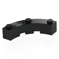 Brick Round Corner 4 x 4 Macaroni Wide with 3 Studs, Black