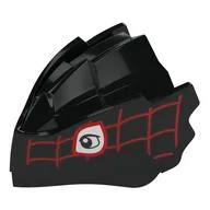 Creature Body Part, Dragon Head Riyu with White Eyes, Red Webbing Print, Black
