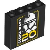 Brick 1 x 4 x 3 with 'CLONE WARS 20;, Clone Trooper Helmet Print, Black