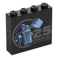 Brick 1 x 4 x 3 with R2-D2, Hologram Brick, '25 YEARS OF LEGO STAR WARS' Print, Black