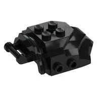 Large Figure Cover 4 x 5 x 2 with Bar, 4 Studs, Ridged, Black