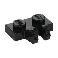 Hinge Plate 1 x 2 Locking with 2 Fingers on Side, 7 Teeth, Black