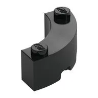 Brick Round Corner 3 x 3 Macaroni with 2 Studs, Black