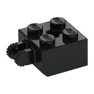 Hinge Brick 2 x 2 Locking with 2 Fingers Vertical and '+' Axle Hole, 7 Teeth, Black