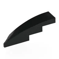 Brick Wedged, Curved 1 x 4 with Stud Notch Right, Black