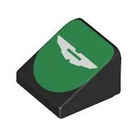 Brick Sloped 30° 1 x 1 x 2/3 with White Aston Martin Logo on Green background Print, Black