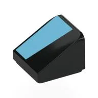 Brick Sloped 30° 1 x 1 x 2/3 with Medium Azure Shape Print, Black