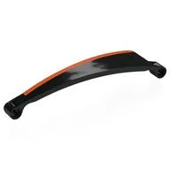 Technic Panel Curved 3 x 13 x 2 Tapered, Right #53 with Orange Stripe Print, Black