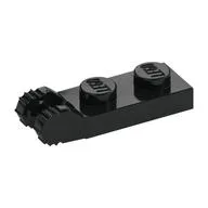 Hinge Plate 1 x 2 Locking with 2 Fingers On End, without Groove, 7 Teeth, Black