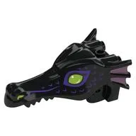 Animal Body Part, Dragon Head Long, Trans-Pink Fins on Side, Lime Eyes, Dark Purple Markings Print, Black