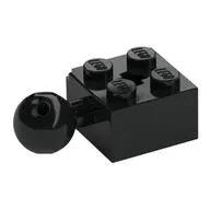 Technic Brick Special 2 x 2 with Ball and Axle Hole, with 6 Holes in Ball, Black